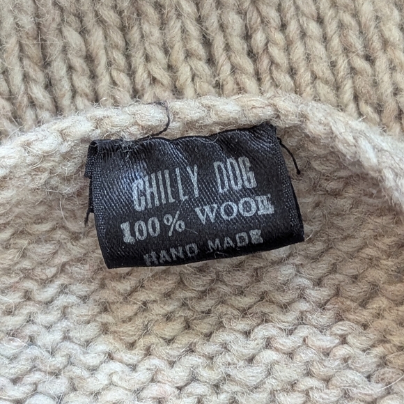 Handmade Dog Cozy Beige Knit Sweater Pet Medium Winter Snow Cold - Picture 2 of 4